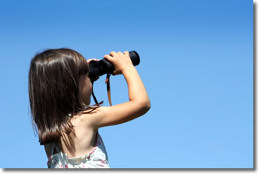 Girl with binoculars